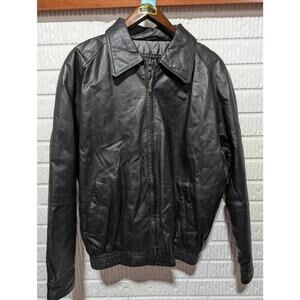 Cougar Men's Black Leather Jacket w/Quilted Lining Sz M